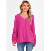 imageCaracilia Womens Lantern Long Sleeve Tops Dressy Casual Blouses 2025 Trendy V Neck T Shirts Work Outfits Fall Fashion ClothesHot Pink