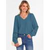 imageCaracilia Womens Lantern Long Sleeve Tops Dressy Casual Blouses 2025 Trendy V Neck T Shirts Work Outfits Fall Fashion ClothesLake Blue