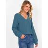 imageCaracilia Womens Lantern Long Sleeve Tops Dressy Casual Blouses 2025 Trendy V Neck T Shirts Work Outfits Fall Fashion ClothesLake Blue