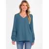 imageCaracilia Womens Lantern Long Sleeve Tops Dressy Casual Blouses 2025 Trendy V Neck T Shirts Work Outfits Fall Fashion ClothesLake Blue