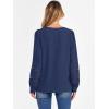 imageCaracilia Womens Lantern Long Sleeve Tops Dressy Casual Blouses 2025 Trendy V Neck T Shirts Work Outfits Fall Fashion ClothesNavy Blue