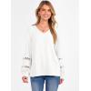 imageCaracilia Womens Lantern Long Sleeve Tops Dressy Casual Blouses 2025 Trendy V Neck T Shirts Work Outfits Fall Fashion ClothesWhite