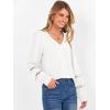 imageCaracilia Womens Lantern Long Sleeve Tops Dressy Casual Blouses 2025 Trendy V Neck T Shirts Work Outfits Fall Fashion ClothesWhite