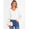 imageCaracilia Womens Lantern Long Sleeve Tops Dressy Casual Blouses 2025 Trendy V Neck T Shirts Work Outfits Fall Fashion ClothesWhite