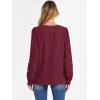 imageCaracilia Womens Lantern Long Sleeve Tops Dressy Casual Blouses 2025 Trendy V Neck T Shirts Work Outfits Fall Fashion ClothesWine Red