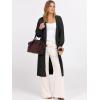 imageCaracilia Womens Oversized Long Cardigan Sweaters Color Block Open Front Duster Coat Knit Outwear 2025 Fall OutfitsBlack