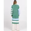 imageCaracilia Womens Oversized Long Cardigan Sweaters Color Block Open Front Duster Coat Knit Outwear 2025 Fall OutfitsGreen