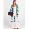 imageCaracilia Womens Oversized Long Cardigan Sweaters Color Block Open Front Duster Coat Knit Outwear 2025 Fall OutfitsGreen