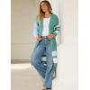 imageCaracilia Womens Oversized Long Cardigan Sweaters Color Block Open Front Duster Coat Knit Outwear 2025 Fall OutfitsGreen