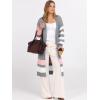 imageCaracilia Womens Oversized Long Cardigan Sweaters Color Block Open Front Duster Coat Knit Outwear 2025 Fall OutfitsLight Grey