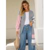 imageCaracilia Womens Oversized Long Cardigan Sweaters Color Block Open Front Duster Coat Knit Outwear 2025 Fall OutfitsLight Grey