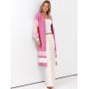 imageCaracilia Womens Oversized Long Cardigan Sweaters Color Block Open Front Duster Coat Knit Outwear 2025 Fall OutfitsPink