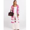 imageCaracilia Womens Oversized Long Cardigan Sweaters Color Block Open Front Duster Coat Knit Outwear 2025 Fall OutfitsPink