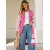imageCaracilia Womens Oversized Long Cardigan Sweaters Color Block Open Front Duster Coat Knit Outwear 2025 Fall OutfitsPink