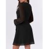 imageCaracilia Womens Sexy Mesh Ruched Mini Dresses Long Sleeve Square Neck Tie Fall Club Party Cocktail Short Dress 2025 FashionBlack