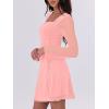 imageCaracilia Womens Sexy Mesh Ruched Mini Dresses Long Sleeve Square Neck Tie Fall Club Party Cocktail Short Dress 2025 FashionCoral Pink