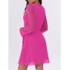 imageCaracilia Womens Sexy Mesh Ruched Mini Dresses Long Sleeve Square Neck Tie Fall Club Party Cocktail Short Dress 2025 FashionHot Pink