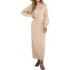 imageCaracilia 2 Piece Skirt Set for Women Sweater Dress Long Sleeve Oversized Tops Matching Maxi Skirts 2025 Fall Outfits ClothesBeige