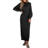 imageCaracilia 2 Piece Skirt Set for Women Sweater Dress Long Sleeve Oversized Tops Matching Maxi Skirts 2025 Fall Outfits ClothesBlack