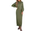 imageCaracilia 2 Piece Skirt Set for Women Sweater Dress Long Sleeve Oversized Tops Matching Maxi Skirts 2025 Fall Outfits ClothesPea Green