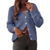 imageCaracilia Cardigan Sweaters for Women 2025 Fall Casual Long Sleeve Button Down Open Front Knit Trendy Jackets OutwearDusty Blue