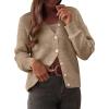 imageCaracilia Cardigan Sweaters for Women 2025 Fall Casual Long Sleeve Button Down Open Front Knit Trendy Jackets OutwearKhaki