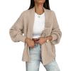 imageCaracilia Cardigan Sweaters for Women Long Sleeve Chunky Knit Open Front 2025 Fall Casual Loose Fit Lightweight OuterwearKhaki