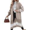 imageCaracilia Womens Oversized Long Cardigan Sweaters Color Block Open Front Duster Coat Knit Outwear 2025 Fall OutfitsCamel