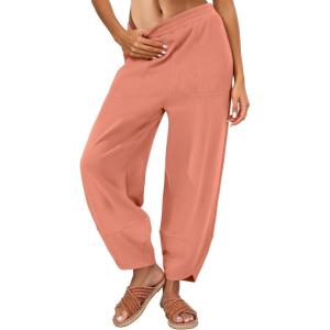 imageCaracilia Womens Barrel Wide Leg Sweatpants Casual Elastic Waist Comfy 2025 Fall Vacation Travel Lounge PantsOrange