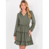 imageCaracilia Long Sleeve Dress for Women Fall 2025 Casual V Neck High Waist Tiered Ruffle Aline Swing Tunic Short Mini DressesArmy Green