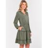 imageCaracilia Long Sleeve Dress for Women Fall 2025 Casual V Neck High Waist Tiered Ruffle Aline Swing Tunic Short Mini DressesArmy Green