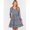 imageCaracilia Long Sleeve Dress for Women Fall 2025 Casual V Neck High Waist Tiered Ruffle Aline Swing Tunic Short Mini DressesGrey