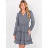 imageCaracilia Long Sleeve Dress for Women Fall 2025 Casual V Neck High Waist Tiered Ruffle Aline Swing Tunic Short Mini DressesGrey