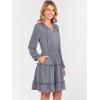 imageCaracilia Long Sleeve Dress for Women Fall 2025 Casual V Neck High Waist Tiered Ruffle Aline Swing Tunic Short Mini DressesGrey