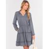 imageCaracilia Long Sleeve Dress for Women Fall 2025 Casual V Neck High Waist Tiered Ruffle Aline Swing Tunic Short Mini DressesGrey