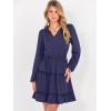 imageCaracilia Long Sleeve Dress for Women Fall 2025 Casual V Neck High Waist Tiered Ruffle Aline Swing Tunic Short Mini DressesNavy Blue