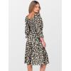 imageCaracilia Women 34 Sleeve Square Neck 2025 Summer Fall Wedding Guest Floral Smocked Casual Boho Midi DressesBlack White Floral
