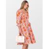 imageCaracilia Women 34 Sleeve Square Neck 2025 Summer Fall Wedding Guest Floral Smocked Casual Boho Midi DressesChrysanthemum Floral