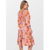imageCaracilia Women 34 Sleeve Square Neck 2025 Summer Fall Wedding Guest Floral Smocked Casual Boho Midi DressesChrysanthemum Floral