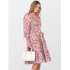 imageCaracilia Women 34 Sleeve Square Neck 2025 Summer Fall Wedding Guest Floral Smocked Casual Boho Midi DressesFloral Blue Pink