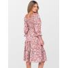 imageCaracilia Women 34 Sleeve Square Neck 2025 Summer Fall Wedding Guest Floral Smocked Casual Boho Midi DressesFloral Blue Pink