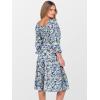 imageCaracilia Women 34 Sleeve Square Neck 2025 Summer Fall Wedding Guest Floral Smocked Casual Boho Midi DressesFloral Light Blue