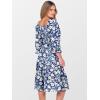 imageCaracilia Women 34 Sleeve Square Neck 2025 Summer Fall Wedding Guest Floral Smocked Casual Boho Midi DressesFloral White