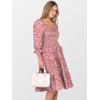 imageCaracilia Women 34 Sleeve Square Neck 2025 Summer Fall Wedding Guest Floral Smocked Casual Boho Midi DressesPink Dot Floral