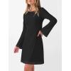 imageCaracilia Women Bell Long Sleeve Mini Dresses Fall 2025 Mesh Boat Neck Print Going Out Bodycon Wedding Guest Vacation OutfitsBlack