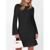 imageCaracilia Women Bell Long Sleeve Mini Dresses Fall 2025 Mesh Boat Neck Print Going Out Bodycon Wedding Guest Vacation OutfitsBlack