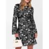 imageCaracilia Women Bell Long Sleeve Mini Dresses Fall 2025 Mesh Boat Neck Print Going Out Bodycon Wedding Guest Vacation OutfitsBlack Floral