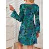 imageCaracilia Women Bell Long Sleeve Mini Dresses Fall 2025 Mesh Boat Neck Print Going Out Bodycon Wedding Guest Vacation OutfitsGreen Print