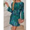 imageCaracilia Women Bell Long Sleeve Mini Dresses Fall 2025 Mesh Boat Neck Print Going Out Bodycon Wedding Guest Vacation OutfitsGreen Print