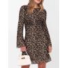 imageCaracilia Women Bell Long Sleeve Mini Dresses Fall 2025 Mesh Boat Neck Print Going Out Bodycon Wedding Guest Vacation OutfitsLeopard Print